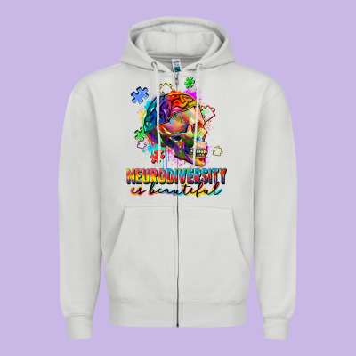 Neurodiversity Is Beautiful Zipper Hoodie Designed By Fadigitalartstudio