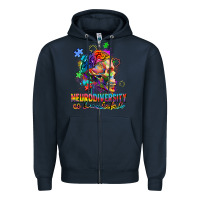 Navy Neurodiversity Is Beautiful Zipper Hoodie - FaDigitalArtStudio