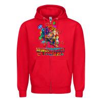 Red Neurodiversity Is Beautiful Zipper Hoodie - FaDigitalArtStudio