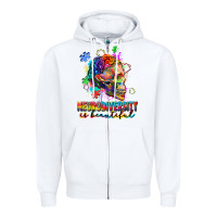 White Neurodiversity Is Beautiful Zipper Hoodie - FaDigitalArtStudio