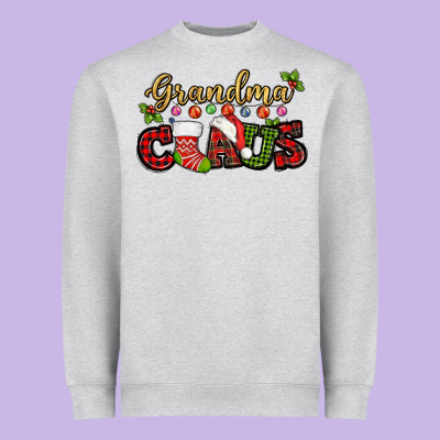 Grandma Claus With Christmas Gift Sock Mother's Heavyweight Sweatshirt Designed By Howdyjamesfarm