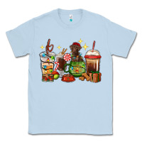 Dusty Blue Christmas coffee cups with Labrador Classic Tee - RanaPortraitStore