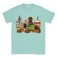 Seafoam Christmas coffee cups with Labrador Classic Tee - RanaPortraitStore