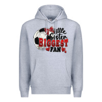 Heather Grey little sister biggest fan soccer Premium Hoodie - FaDigitalArtStudio