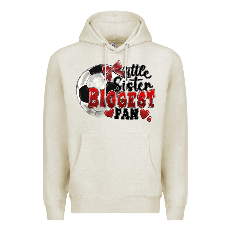 Little Sister Biggest Fan Soccer Premium Hoodie by FaDigitalArtStudio | Teevron