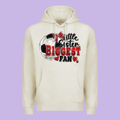 Little Sister Biggest Fan Soccer Premium Hoodie Designed By Fadigitalartstudio