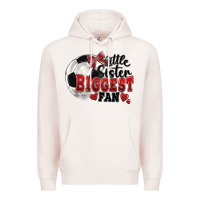 Pale Pink little sister biggest fan soccer Premium Hoodie - FaDigitalArtStudio