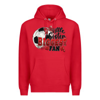 Red little sister biggest fan soccer Premium Hoodie - FaDigitalArtStudio