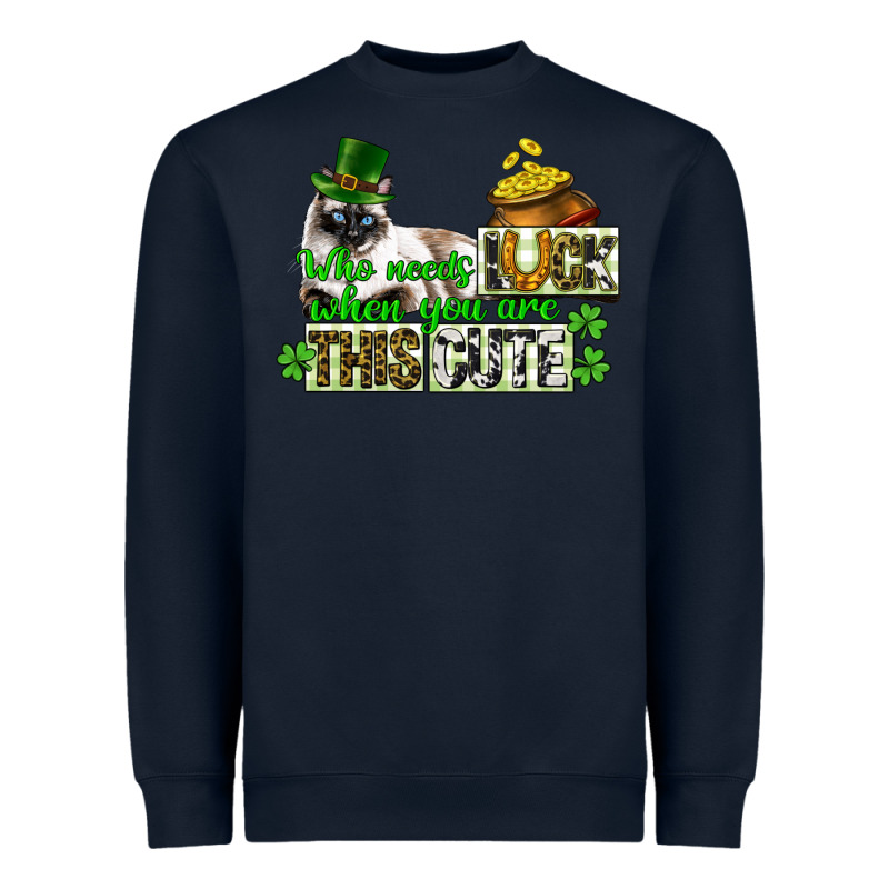 St. Patrick's Cat Who Needs Luck When You Are This Heavyweight Sweatshirt by CowGirlArtShop | Teevron