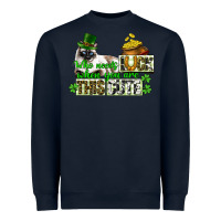 Navy St. Patrick's cat who needs luck when you are this Heavyweight Sweatshirt - CowGirlArtShop