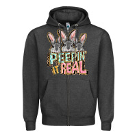 Charcoal Heather peepin' it real easter day Zipper Hoodie - FaDigitalArtStudio