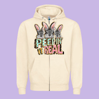 Peepin' It Real Easter Day Zipper Hoodie Designed By Fadigitalartstudio