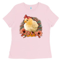 Bubblegum Pink Chick With Flowers Feopard Ladies Tee - Jasminsmagicworld