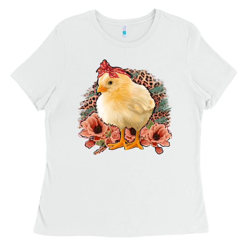 Chick With Flowers Feopard Ladies Tee by Jasminsmagicworld | Teevron