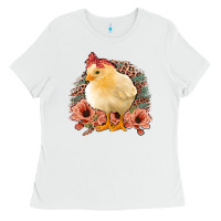 White Chick With Flowers Feopard Ladies Tee - Jasminsmagicworld