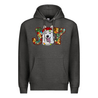 Charcoal Heather white shepherd christmas joy Premium Hoodie - RanaPortraitStore
