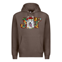 Coffee white shepherd christmas joy Premium Hoodie - RanaPortraitStore
