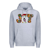 Heather Grey white shepherd christmas joy Premium Hoodie - RanaPortraitStore