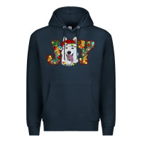 Navy white shepherd christmas joy Premium Hoodie - RanaPortraitStore