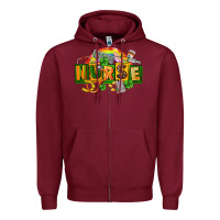 Burgundy nurse st patricks Zipper Hoodie - FaDigitalArtStudio