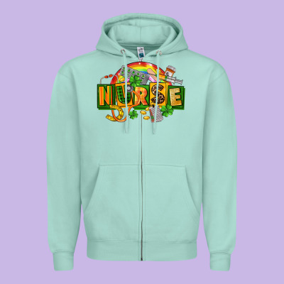 Nurse St Patricks Zipper Hoodie Designed By Fadigitalartstudio