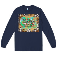 Navy mama tried with leopard and cowhide tumbler tbs Long Sleeve Tee - TumblerDesignByShophia