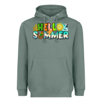 Sage Hello Summer Heavyweight Hoodie - CowhideDigitalArt