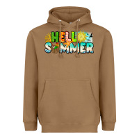 Toasted Coconut Hello Summer Heavyweight Hoodie - CowhideDigitalArt