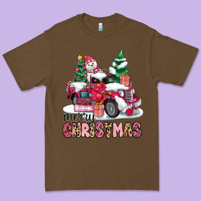 Pink Merry Christmas Premium Tee Designed By Maliassmallbusiness