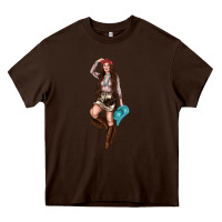 Chocolate Brown western cowgirl Heavy Core Tee - NancyCooperArtShop