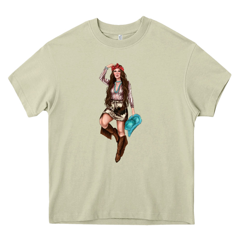 Western Cowgirl Heavy Core Tee by NancyCooperArtShop | Teevron