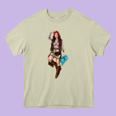 Western Cowgirl Heavy Core Tee Designed By Nancycooperartshop