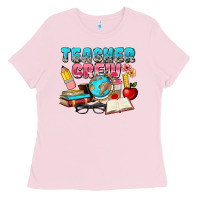 Bubblegum Pink teacher crew Ladies Tee - NancyCooperArtShop