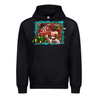 Black farm life tractor cow pig rooster Urban Hoodie - Artiststas