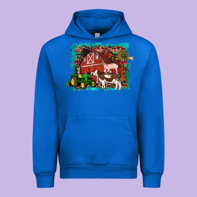 Farm Life Tractor Cow Pig Rooster Urban Hoodie Designed By Artiststas