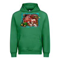 Emerald farm life tractor cow pig rooster Urban Hoodie - Artiststas