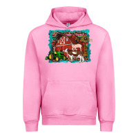 Fuchsia Pink farm life tractor cow pig rooster Urban Hoodie - Artiststas