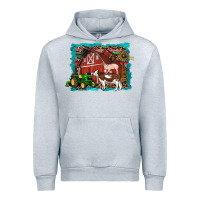 Heather Grey farm life tractor cow pig rooster Urban Hoodie - Artiststas