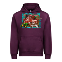 Mauve Wine farm life tractor cow pig rooster Urban Hoodie - Artiststas