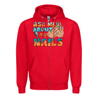 Red ask me about my nails bbs Zipper Hoodie - BundleAndBundleShop
