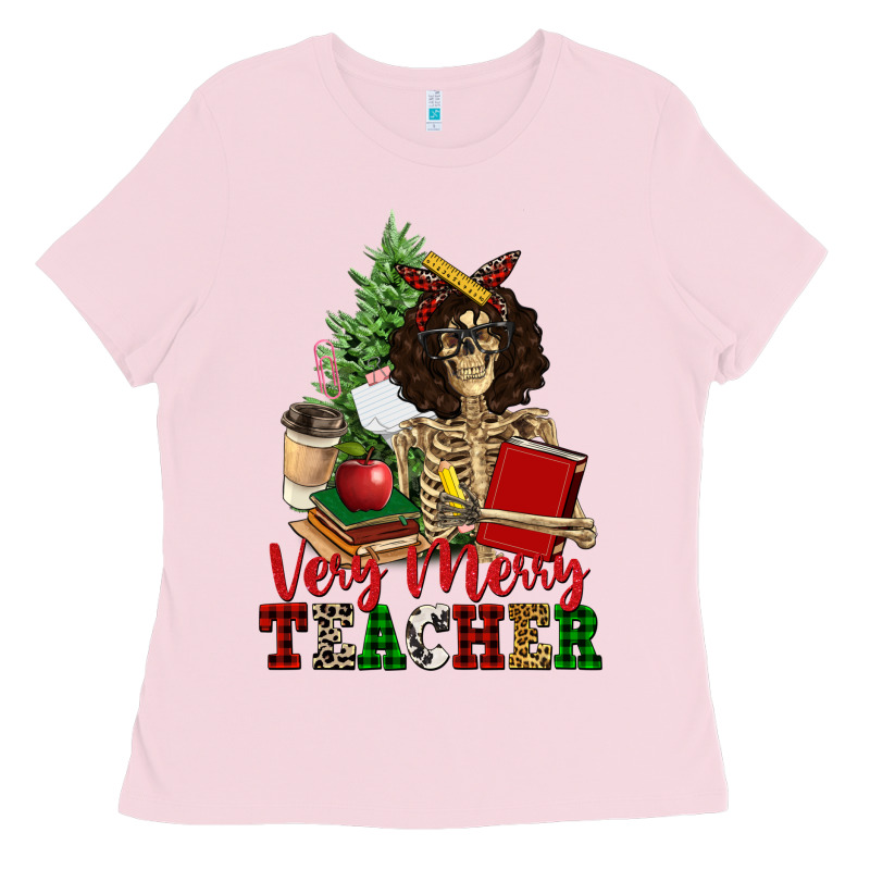 Very Merry Teacher Skeleton Ladies Tee by NancyCooperArtShop | Teevron