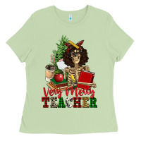 Matcha very merry teacher skeleton Ladies Tee - NancyCooperArtShop