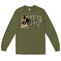 Army Green Yee haw Cowboy western Long Sleeve Tee - HowdyJamesFarm
