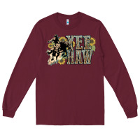 Burgundy Yee haw Cowboy western Long Sleeve Tee - HowdyJamesFarm
