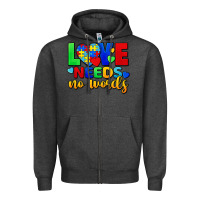 Charcoal Heather love needs no words Zipper Hoodie - FaDigitalArtStudio