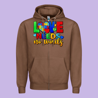 Love Needs No Words Zipper Hoodie Designed By Fadigitalartstudio