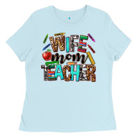 Baby Blue wife mom teacher Ladies Tee - NancyCooperArtShop