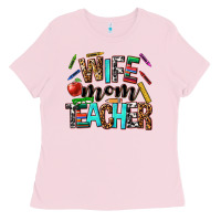 Bubblegum Pink wife mom teacher Ladies Tee - NancyCooperArtShop