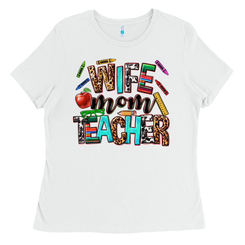 Wife Mom Teacher Ladies Tee by NancyCooperArtShop | Teevron