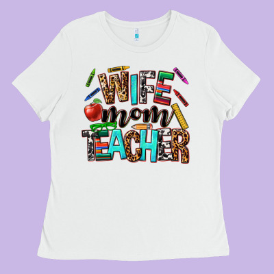 Wife Mom Teacher Ladies Tee Designed By Nancycooperartshop